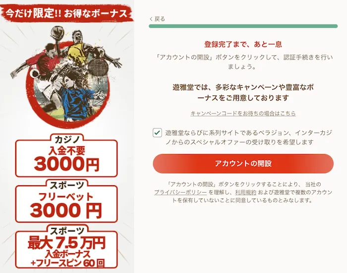 遊雅堂の登録最終画面