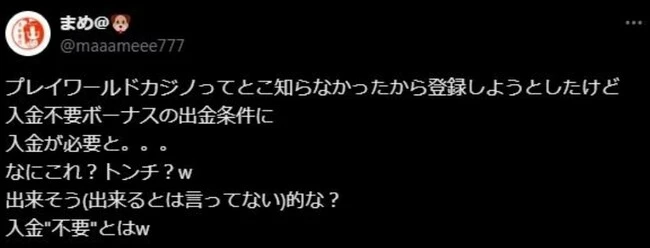 プレイワールドカジノの口コミ1