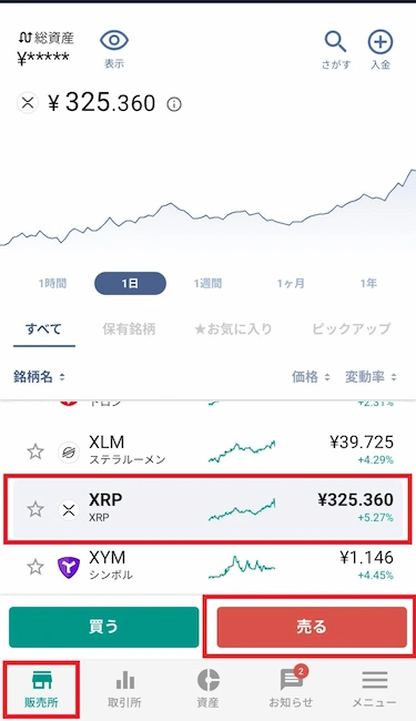 国内取引所で仮想通貨を売却(ステップ1)