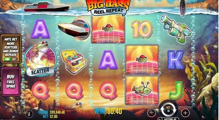 ビッグバスリールリピートのベースゲーム