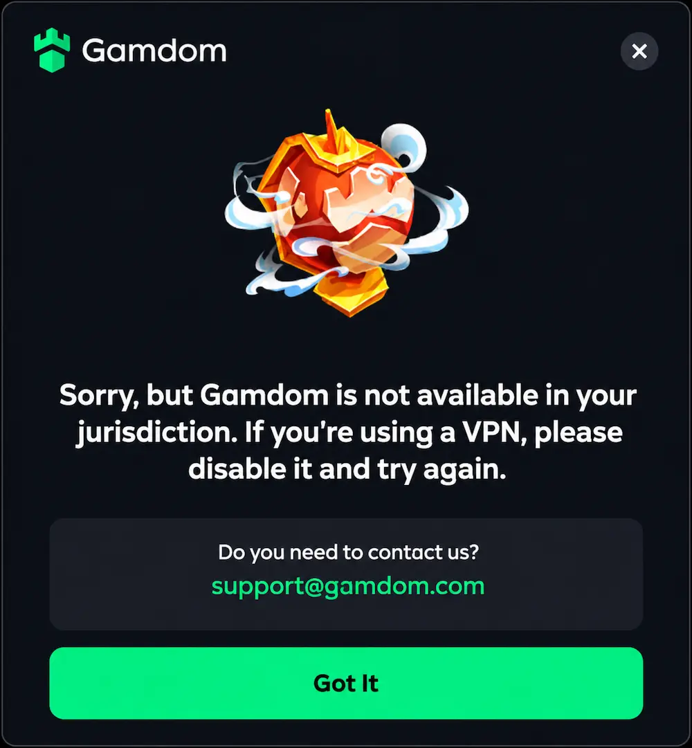 ログイン時にでる英語のポップアップ。ここはただ「Got It」のボタンを押せばOK。
