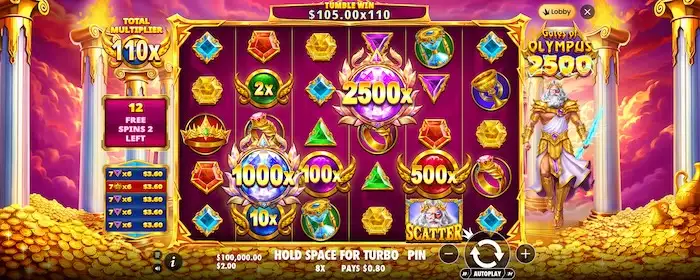 ゲーツオブオリンパス2500のフリースピン